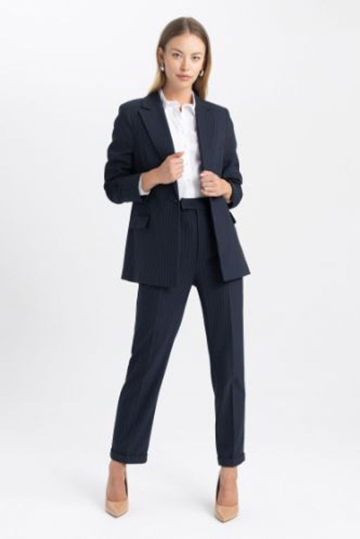 Tapered Fit Cepli Yuksek Bel Duble Paca Pantolon