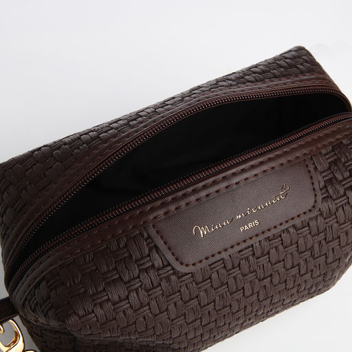 Косметичка дор L-б/н , 18*7*11, отд на молнии, с ручкой, рогожка, коричневый - Simaland фото 4