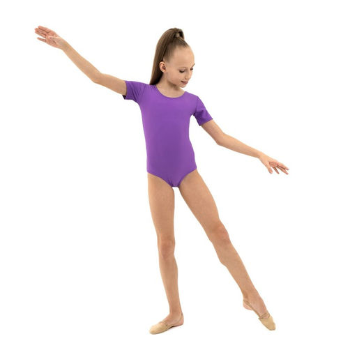 Купальник гимнастический Grace Dance, с коротким рукавом, р. 40, цвет фиолетовый  фото 4