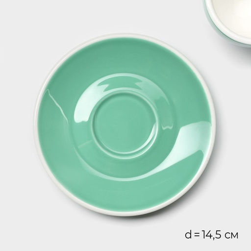 Кофейная пара Magistro Coffee time, 2 предмета: чашка 180 мл, блюдце d=14.5 см, фарфор, бирюзовая