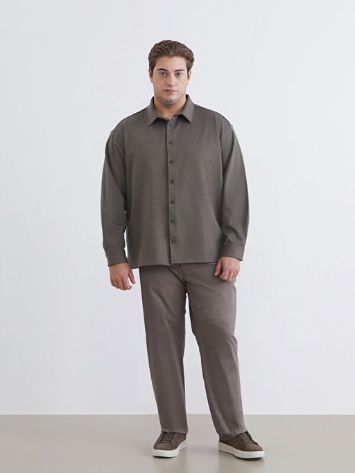 B?y?k Beden Regular Fit Uzun Kollu Erkek G?mlek