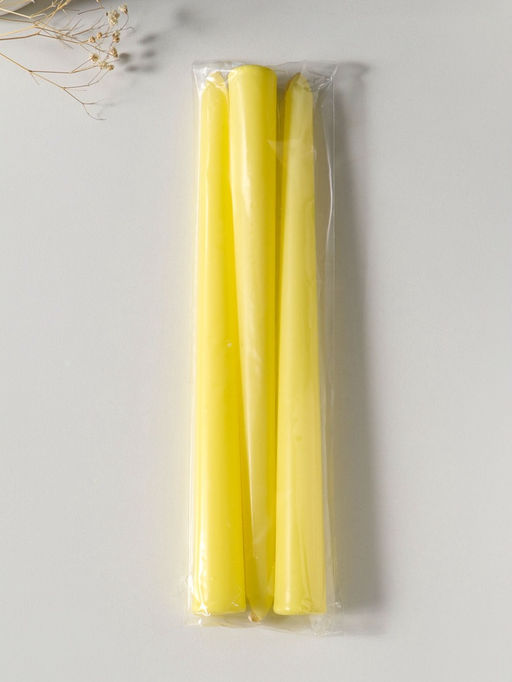 Свеча античная 25 см (набор 3 шт) 58 гр, 7 ч, цв. пастельно-жёлтый
