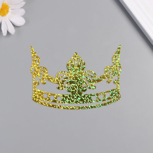 Наклейка бумага, пластик «Тиара», голография золото, набор 12 шт. 3 размера