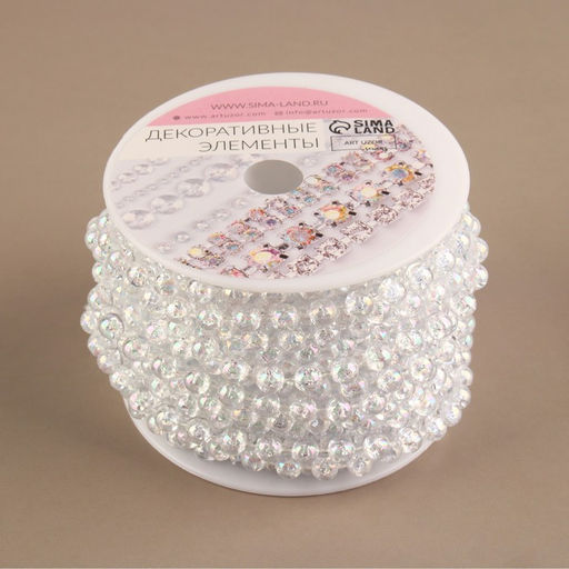 Бусы на нитях, с голографией, 6 мм, 9±1 м, прозрачные