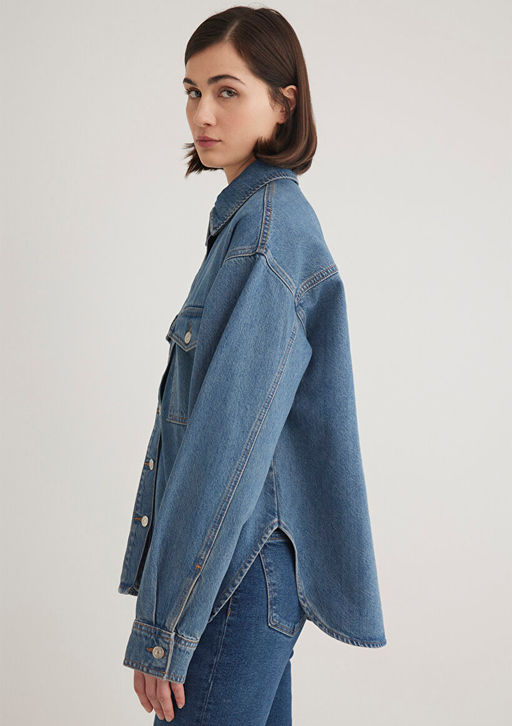 Bekka Classic Denim Indigo Mavisi Jean Gomlek фото 3