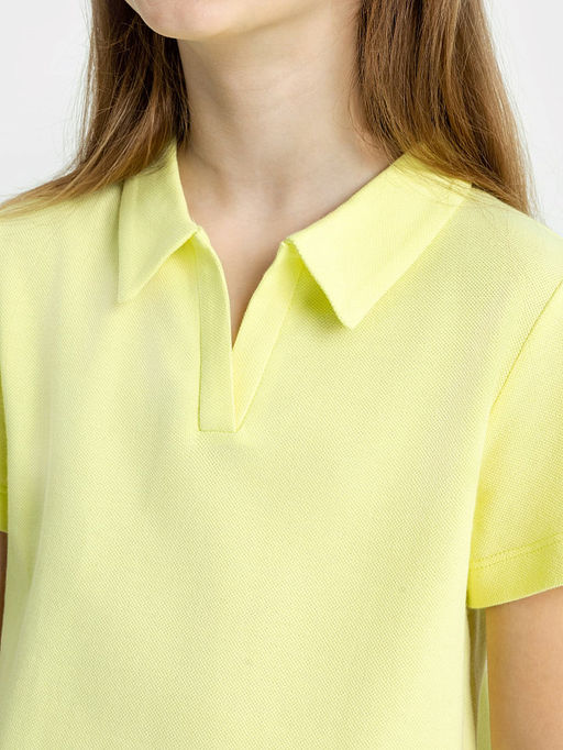 Прямое платье желтого цвета с воротником для девочек - Mark formelle фото 3