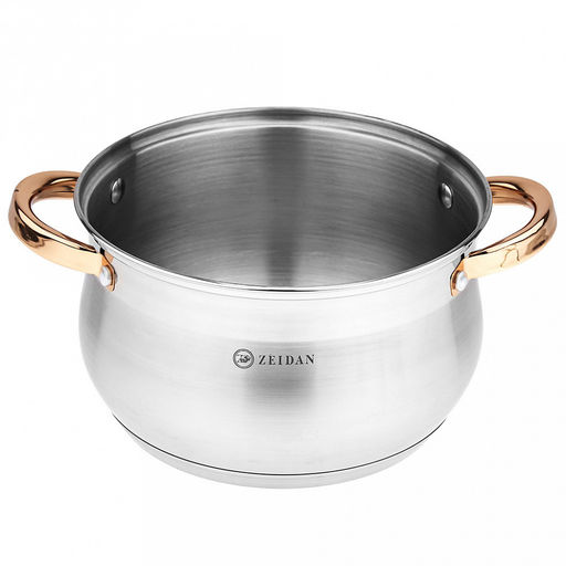Zeidan Belgrad Кастрюля из нержавеющей стали 5,1л, д22см, стеклянная крышка, ручки под золото, комбинированная полировка снаружи, матовая полировка внутри, 5-ти степовое капсулированное индукционное дно, подарочная упаковка (Китай) Подходит дл - Домашняя мода фото 3