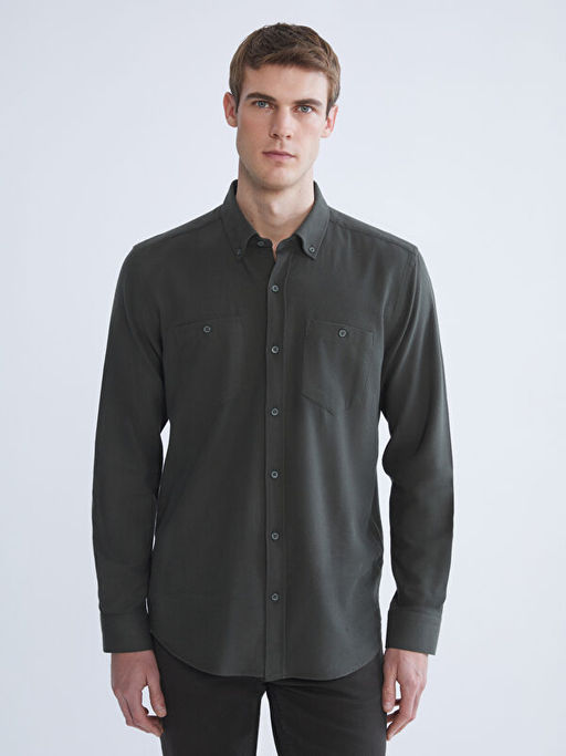 Regular Fit Uzun Kollu Gabardin Erkek G?mlek