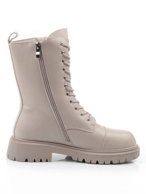 04-PAX83-2Z GRAY/BEIGE Ботинки зимние женские (натуральная кожа, 100% шерсть)