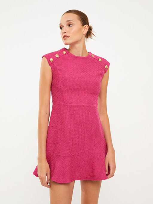 Kad?n Bisiklet Yaka D??me Detayl? Kolsuz Elbise