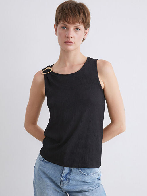 Bisiklet Yaka Dokulu Bluz