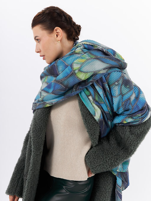 Большой, мягкий, тонкий и очень нежный двусторонний палантин с рисунком - Tantino фото 4