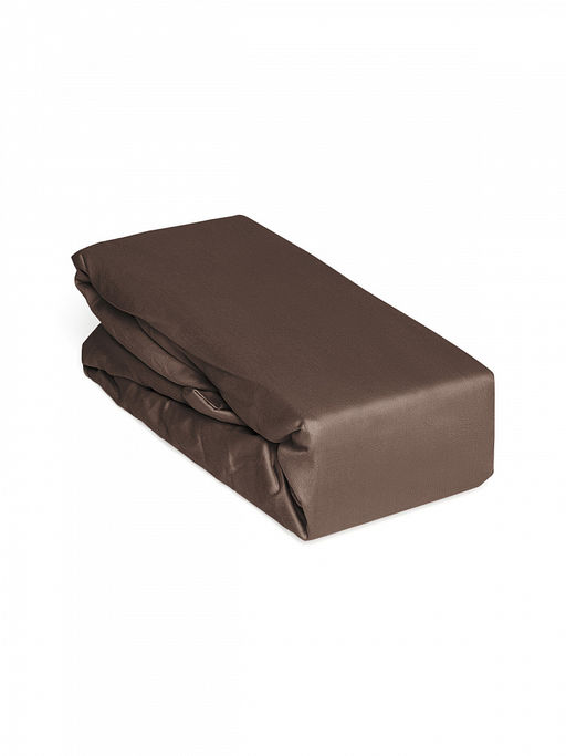 Проcтыня натяжная сатин 140x200+25 коричневый сатин - Denastia фото 2