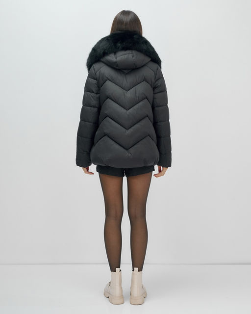 Куртка зимняя женская с мехом и капюшоном тренд черного цвета 7759Ch Бренд: Visdeer - Mtforce фото 18