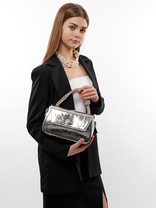 LACCOMA сумка Q6115-серебристый натуральная кожа полиэстер  фото 8