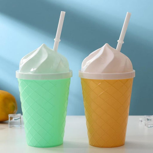 Цена за 12 шт. Стакан Пломбир, 500 мл, с крышкой и трубочкой, цвет МИКС - Доляна фото 5