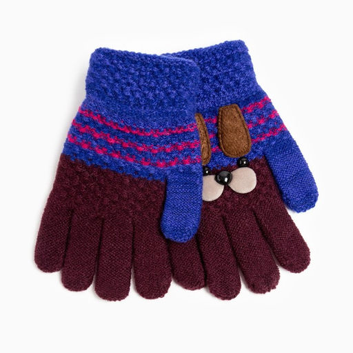 Перчатки детские, цвет бордовый/синий, размер 15 (6-7 лет) - Rossini фото 2