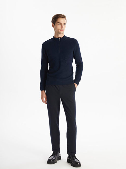 Dik Yaka Uzun Kollu Erkek Triko Kazak