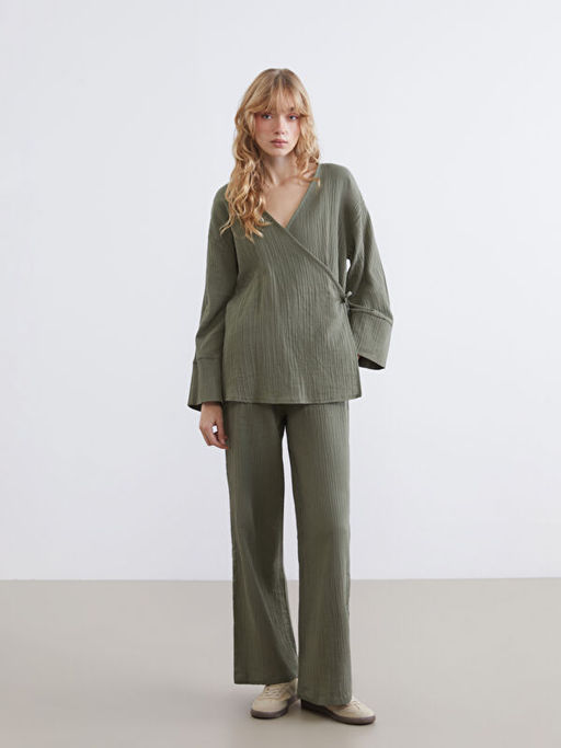 Beli Lastikli Dokulu M?slin Kad?n Pantolon