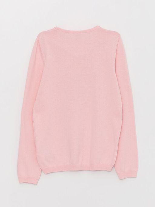 Bisiklet Yaka Desenli Uzun Kollu K?z ?ocuk Triko Kazak - Waikiki фото 2