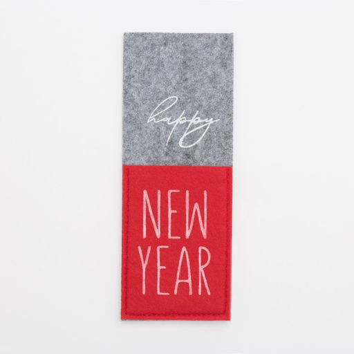 Набор конвертов для столовых приборов Доляна Happy New Year - 4 шт., серый, красный, 8.5?22 см, фетр