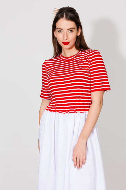 Платье NIKVA н534 красный/молоко  фото 4