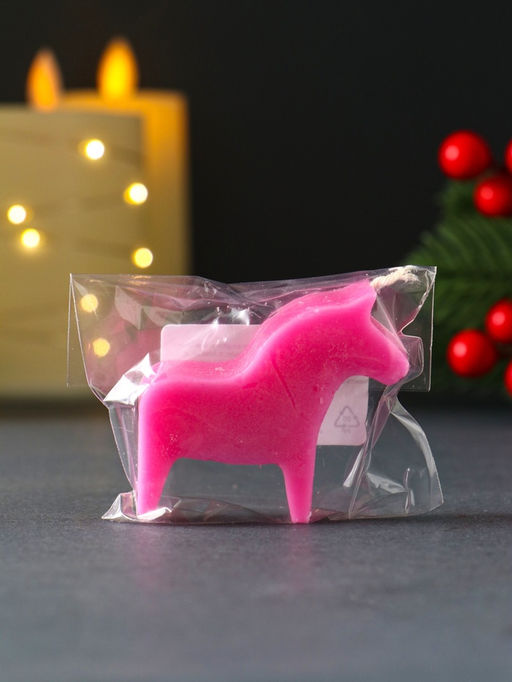Цена за 2 шт. Декоративная свеча новогодняя «Лошадка мини», 55×50 мм, розовый