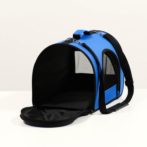 Сумка - переноска для животных, 2 входа, 40 х 25 х 28 см, синяя - Пижон фото 3