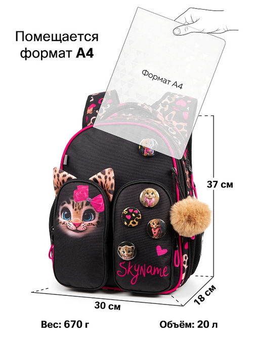 Рюкзак SkyName set-R9-14 + мешок для обуви, папка, пенал, кошелек, бейдж, канц. наб, брелок , значки  фото 13