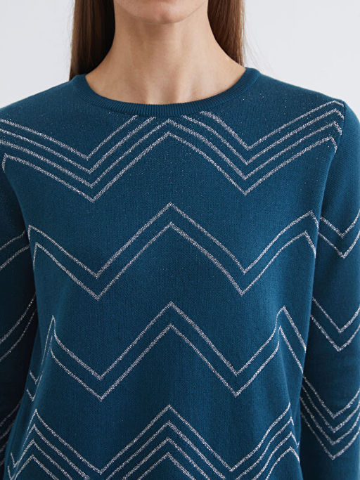 Bisiklet Yaka Desenli Kad?n Triko Kazak