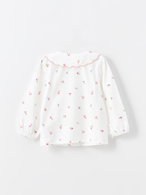 Bebe Yaka Uzun Kollu ?i?ekli K?z ?ocuk G?mlek