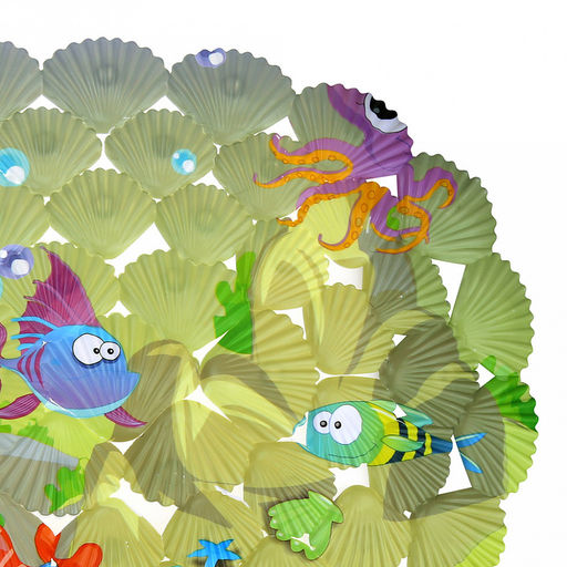 Коврик в ванную "Морской мир" 37х67см с присосками цветной, овальный (Китай)