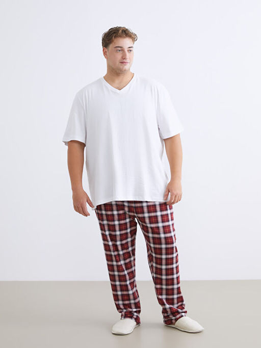 B?y?k Beden Standart Kal?p Ekose Erkek Pijama Alt