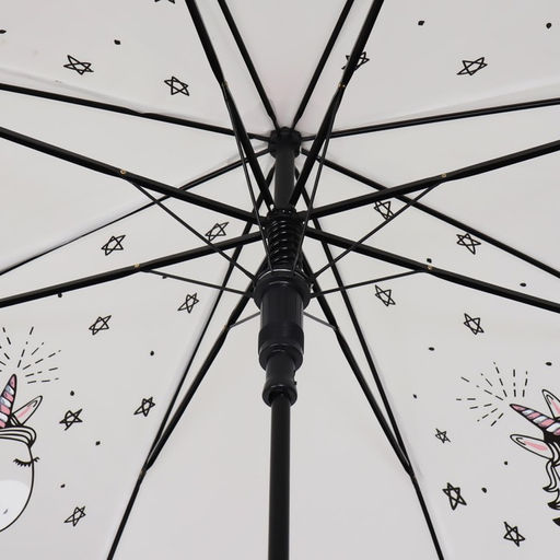 Зонт - трость полуавтоматический Единорог, 8 спиц, R = 47 см, цвет белый/розовый - Simaland фото 3