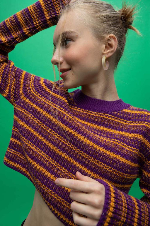 Крутой свитер стандартной посадки с круглым вырезом - Defacto фото 4