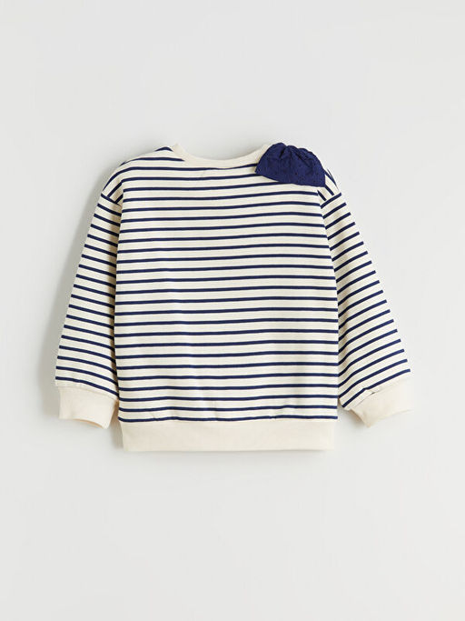 Bisiklet Yaka ?izgili K?z ?ocuk Sweatshirt