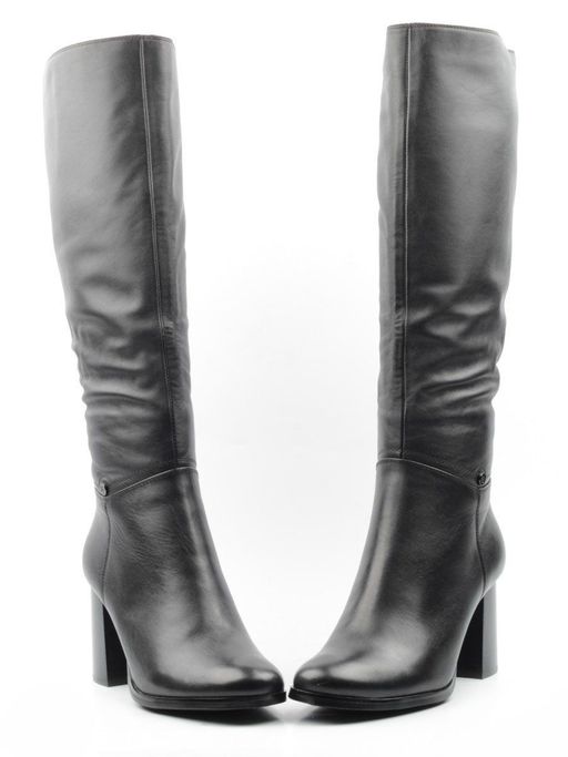 02-K82-D1 BLACK Сапоги зимние женские (натуральная кожа, натуральный мех (еврозима)) - Фабричный китай фото 13