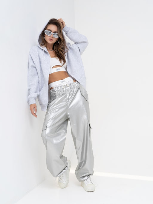 Толстовка футер 3х нитка с начесом,серый меланж - Binita фото 2