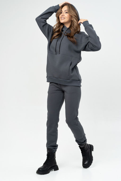 Брюки женские с начесом, графит - Solo mio фото 2