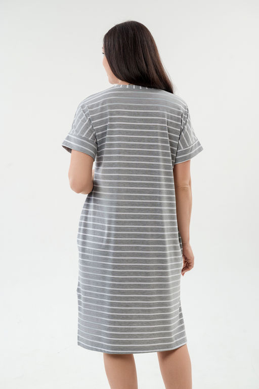 Туника женская из вискозы Полоса серо-белый макси - Амадэль фото 10