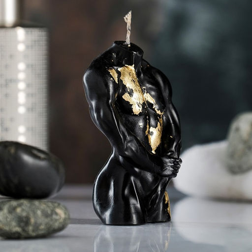 Цена за 2 шт. Свеча декоративная Мужской торс, чёрная с поталью, 9 см - Хорошие сувениры фото 4