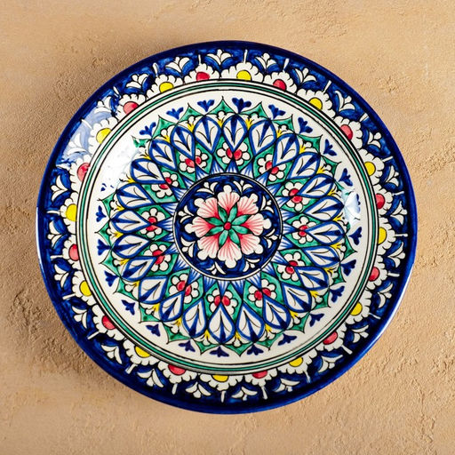 Тарелка узбекская Риштанская Керамика «Цветы», d=23 см, синяя