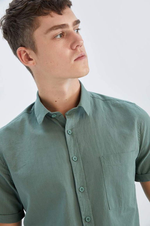 Базовая рубашка Slim Fit с короткими рукавами - Defacto фото 5