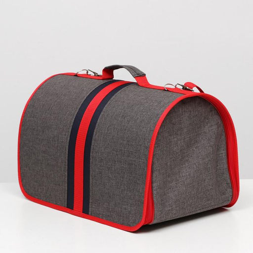 Сумка - переноскадля животных, каркасная, складная, 46 х 28,5 х 26 см, красно-серая - Пижон фото 3