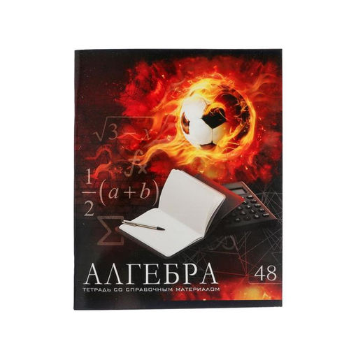 Тетрадь предметная Футбол, 48 листов в клетку Алгебра, обложка мелованный картон, УФ-лак, блок офсет