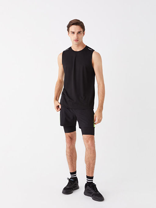 DRY-TECH Bisiklet Yaka Bask?l? Erkek Kolsuz Ti??rt - Waikiki фото 3