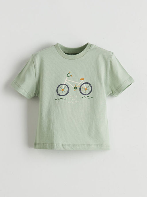 Bisiklet Yaka K?sa Kollu Bask?l? Erkek Bebek Ti??rt 2li