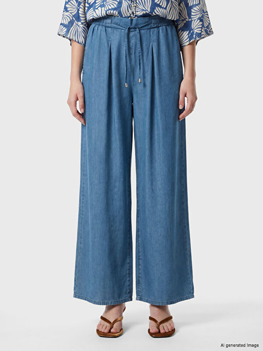 Beli Lastikli Wideleg Fit Kad?n Jean Pantolon