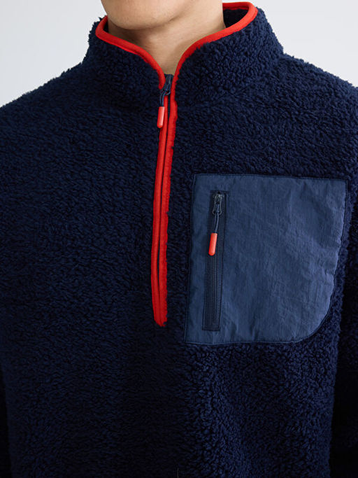 Dik Yaka Pel?? Erkek Sweatshirt