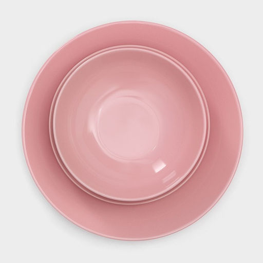 Тарелки Доляна Пастель, 18 предметов: 6 тарелок d=19 см, 6 тарелок d=27 см, 6 мисок d=19 см, керамика, розовые фото 5